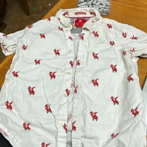Santa Button Down Shirt Boys Size 8 Dapping